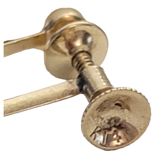 14K Yellow Gold Genuine Pearl Screw Back Earrings E921 - Picture 5 of 11